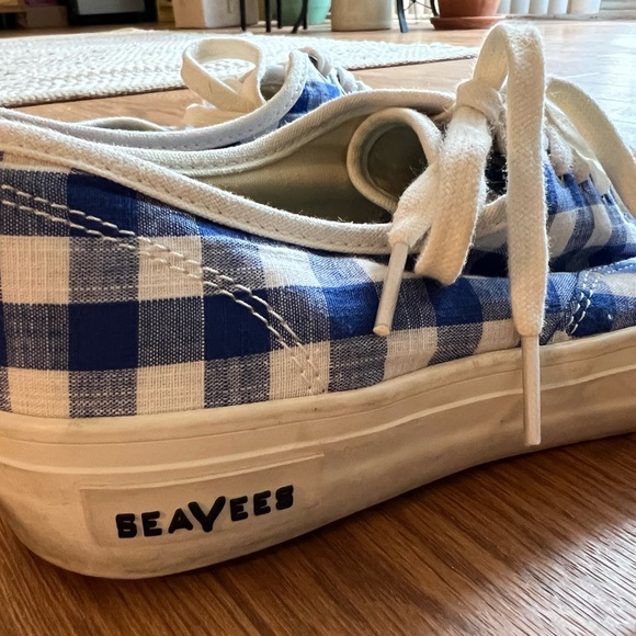J Crew Seavees Blue Gingham Sneaker size 8 - Picture 4 of 4